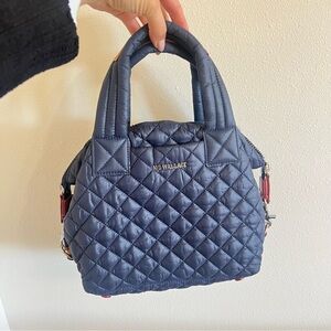 MZ Wallace Navy Quilted Small Satchel